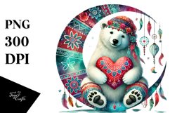 Colorful Polar Bear on Half Moon PNG Product Image 1
