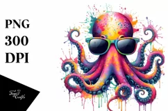 Colorful Octopus Sunglasses Clipart Product Image 3