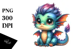 Expressive Baby Dragon with Cool Haircut PNG Product Image 1