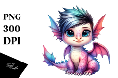 Vibrant Baby Dragon with Cool Haircut PNG Product Image 1