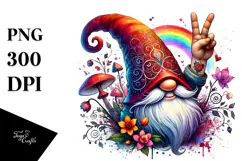 Detailed Gnome with Victory Sign, PNG Product Image 1