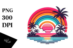 Retro Tropical Rainbow Sunset, 20 oz Tumbler Product Image 1