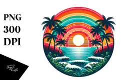 Retro Tropical Rainbow Sunset, 20 oz Tumbler Product Image 1