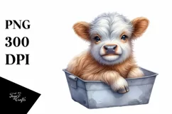 Cute Baby Highland Cow |Watercolor Splash Product Image 1