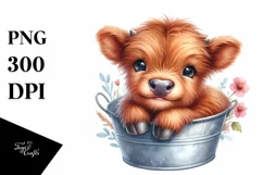 Cute Baby Highland Cow |Watercolor Splash Product Image 1