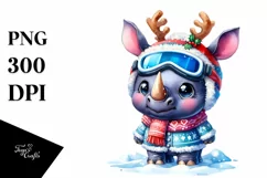 Baby Rhino Dressed for Winter PNG Product Image 1