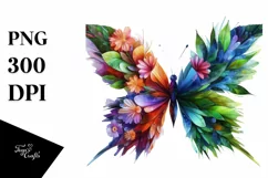 Vibrant Abstract Flower Butterfly PNG Product Image 3