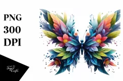 Vibrant Abstract Flower Butterfly PNG Product Image 1