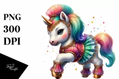 Baby Unicorn in Farandole Dancer's Attire, Colorful PNG Product Image 1