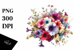 Colorful Petunia Bouquet Abstract Clipart Product Image 1