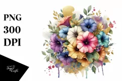 Colorful Petunia Bouquet Abstract Clipart Product Image 1
