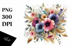Colorful Petunia Bouquet Abstract Clipart Product Image 3
