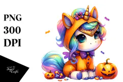 Cute Baby Unicorn Dressed for Halloween PNG Product Image 1