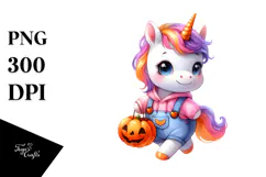 Cute Baby Unicorn Dressed for Halloween PNG Product Image 1