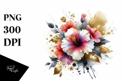 Vibrant Hibiscus Bouquet Abstract Clipart Product Image 3