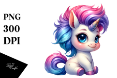Playing Baby Unicorn with Cool Haircut, Transparent PNG Product Image 1