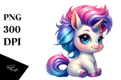 Playing Baby Unicorn with Cool Haircut, Transparent PNG Product Image 1