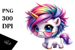 Playing Baby Unicorn with Cool Haircut, Transparent PNG Product Image 1