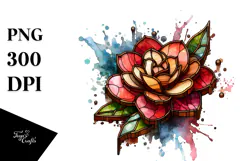 Abstract Wooden Stained Camellia Sublimation Clipart Product Image 1