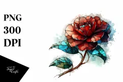 Abstract Wooden Stained Camellia Sublimation Clipart Product Image 1