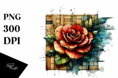 Abstract Wooden Stained Camellia Sublimation Clipart Product Image 1