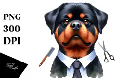 Standing Rottweiler Tie Sublimation Clipart Product Image 1