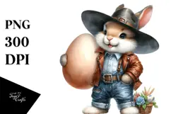 Watercolor Goofy Bunny with Leather Teeth PNG Product Image 1