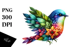 Vibrant Bird with Abstract Floral Body PNG Product Image 1
