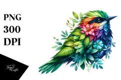 Vibrant Bird with Abstract Floral Body PNG Product Image 1