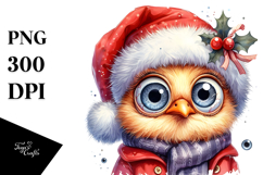 Cute Baby Chicken with Santa Hat, Transparent PNG Product Image 1