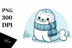 Cute Baby Seal with Christmas Tree PNG Product Image 3
