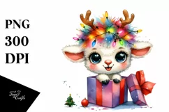 Vibrant Lamb with Reindeer Horns PNG Product Image 3