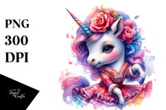 Baby Unicorn in Flamenco Dancer&#039;s Outfit, Colorful PNG Product Image 3