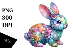 Colorful Pastel Bunny on Splashy Background PNG Product Image 1