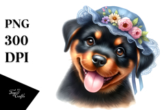 Watercolor Baby Rottweiler with Big Eyes PNG Product Image 1