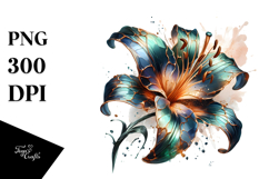Abstract Shiny Flower Watercolor Clipart Product Image 1