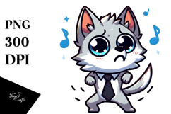 Cute Cartoon Wolf with Bow Tie, Transparent PNG Product Image 1