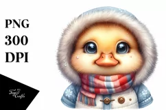 Cute Baby Duck Watercolor PNG Product Image 1