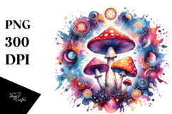 Magical Celestial Mushroom Watercolor PNG Product Image 1
