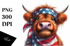 Watercolor Highland Cow Portrait Clipart Product Image 3