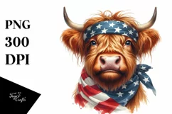 Watercolor Highland Cow Portrait Clipart Product Image 1