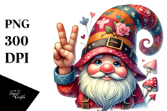 Detailed Gnome with Victory Sign, PNG Product Image 1