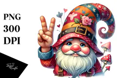 Detailed Gnome with Victory Sign, PNG Product Image 1