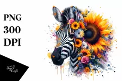 zebra made of flowers PNG Product Image 1