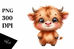 Expressive Funny Baby Highland Cow PNG Product Image 3