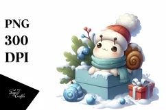 Cute Baby Snail Hiding, Gift Box PNG Product Image 3