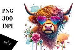 Highland Calf with Sunglasses PNG Product Image 1