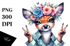 Expressive Deer with Floral Wreath.png Product Image 1