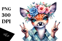 Expressive Deer with Floral Wreath.png Product Image 1