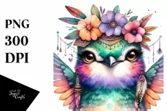 Boho Hummingbird Portrait Watercolor Product Image 1